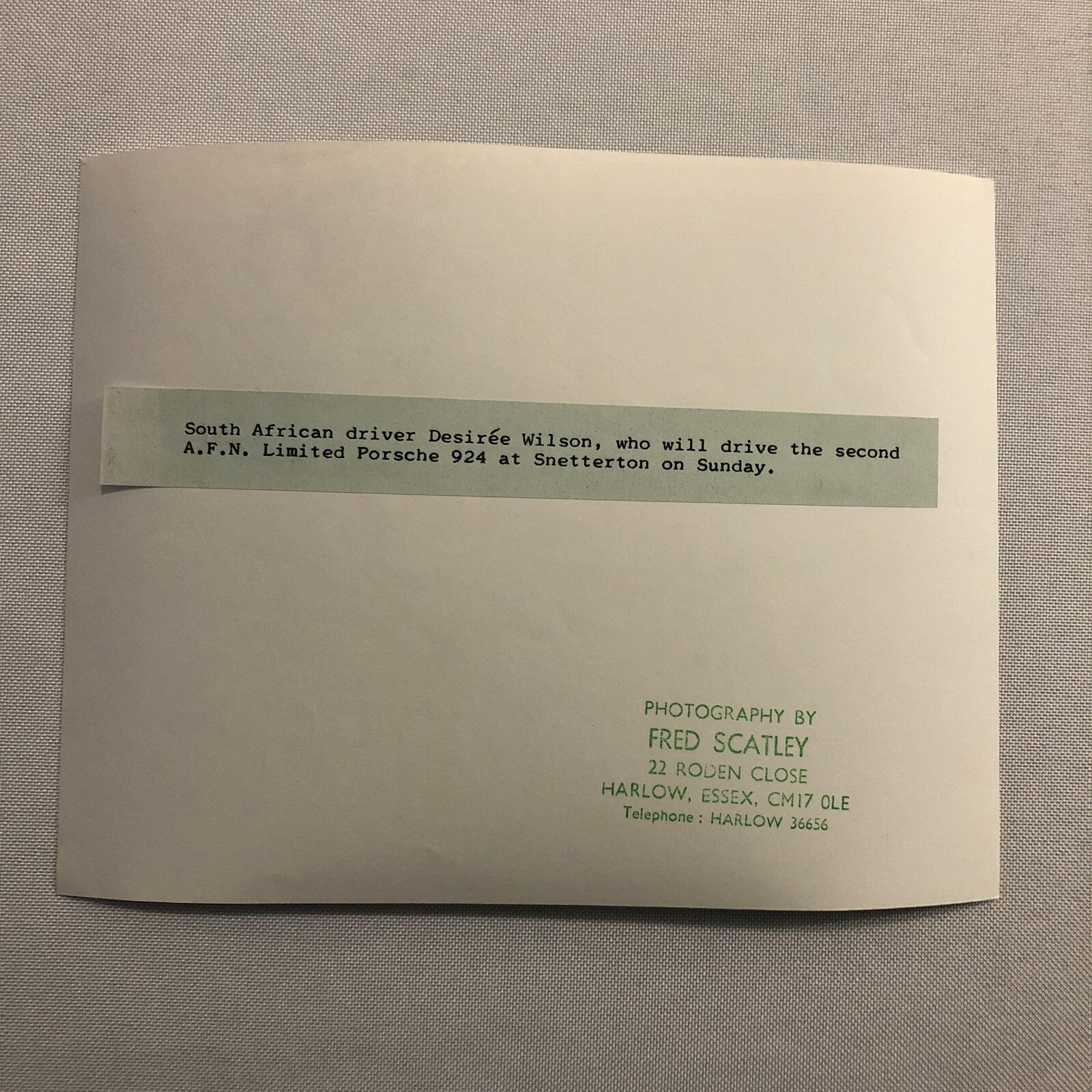 Vintage Porsche 924 Snetterton Racing Photo Photograph Desiree Wilson AFN Ltd