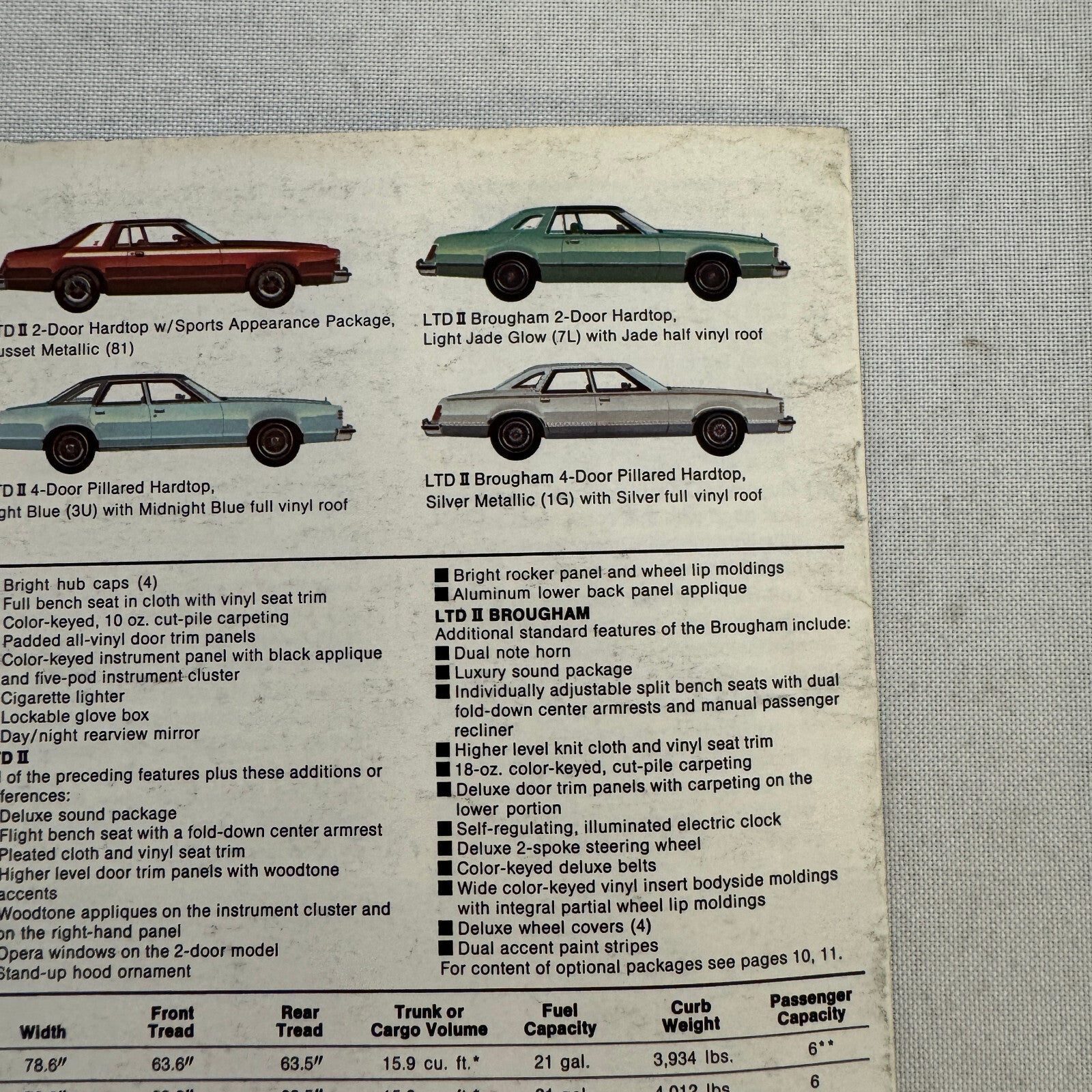 1978 Ford LTD II Car Sales Brochure Catalog Advertising Hardtop Sedan