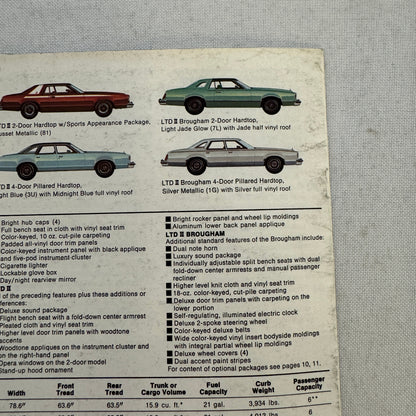 1978 Ford LTD II Car Sales Brochure Catalog Advertising Hardtop Sedan