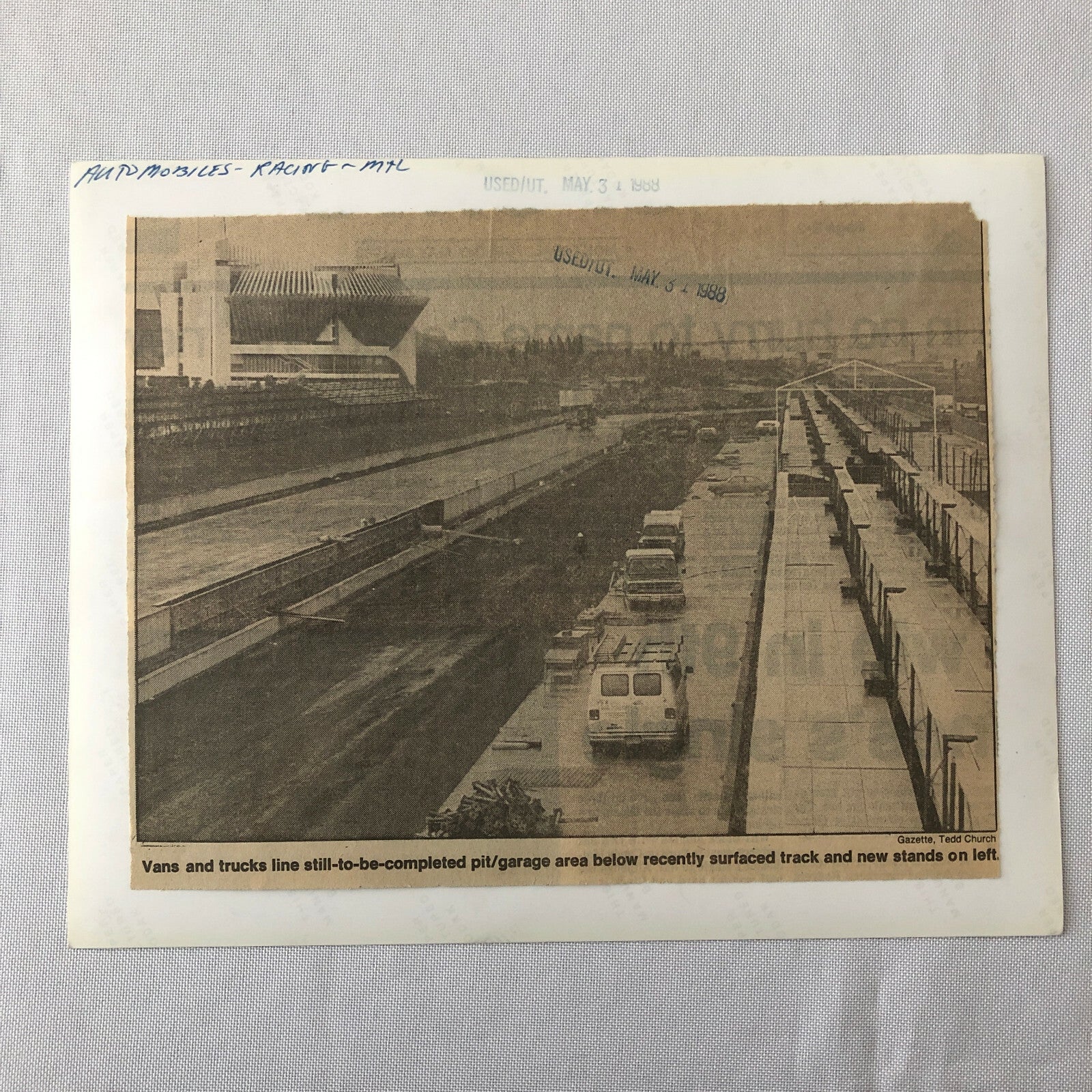 Vintage Press Photo Photograph Montreal Race Track Construction 1988