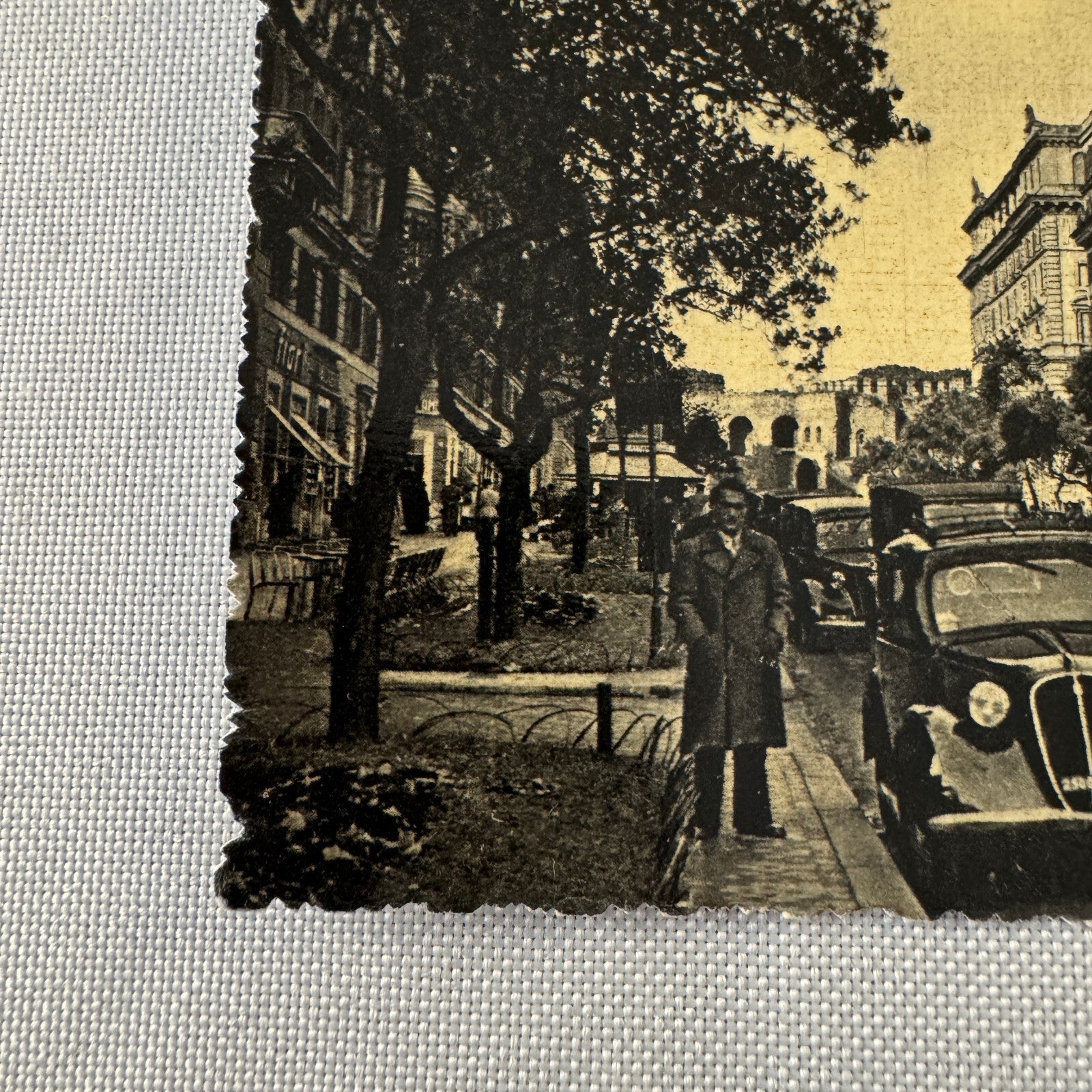 Vintage Italian Street Postcard Post Card Roma Rome Via Vittorio Veneto Car