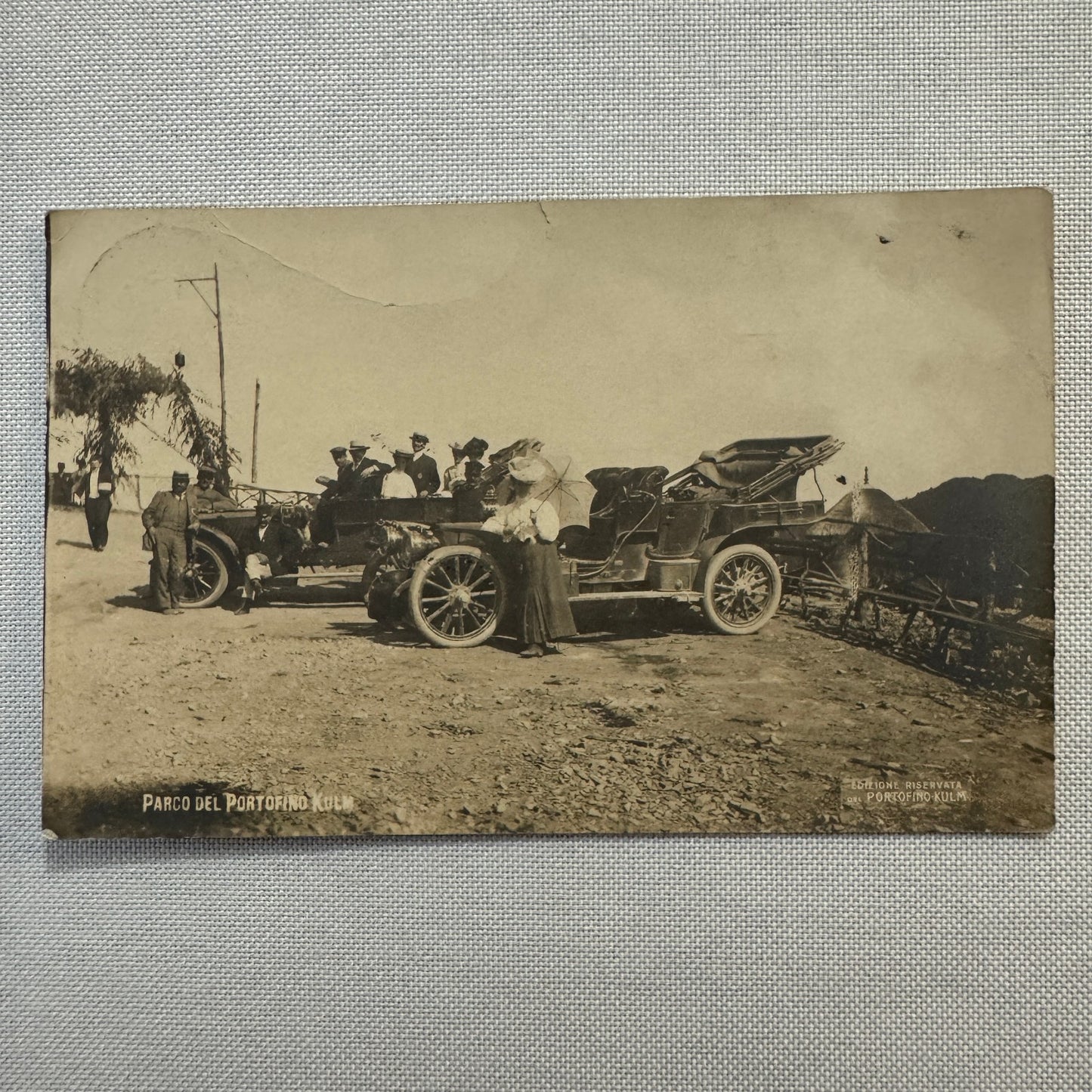 Vintage Real Photo Postcard RPPC People with Early Automobile Car Vehicle