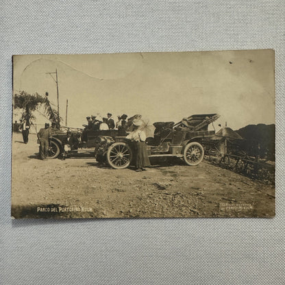 Vintage Real Photo Postcard RPPC People with Early Automobile Car Vehicle