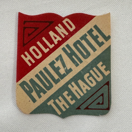 Vintage Travel Luggage Label Paulez Hotel The Hague Holland The Netherlands