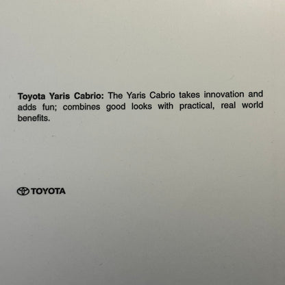 Toyota Yaris Cabriolet Factory Press Photo Photograph Print Yaris Convertible