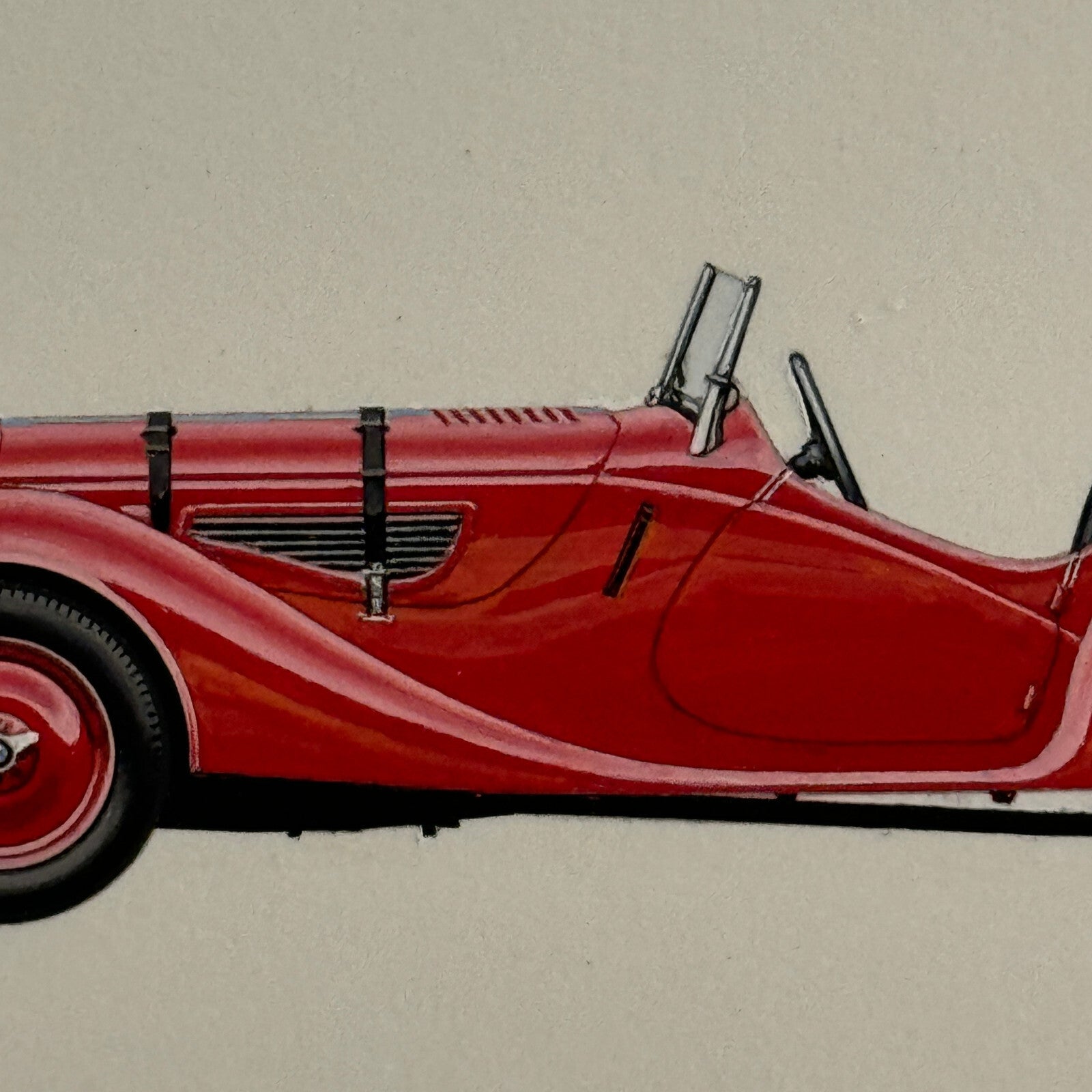 1938 BMW 328 Car Illustration Art Drawing Hand Drawn Vintage Miniature Detailed