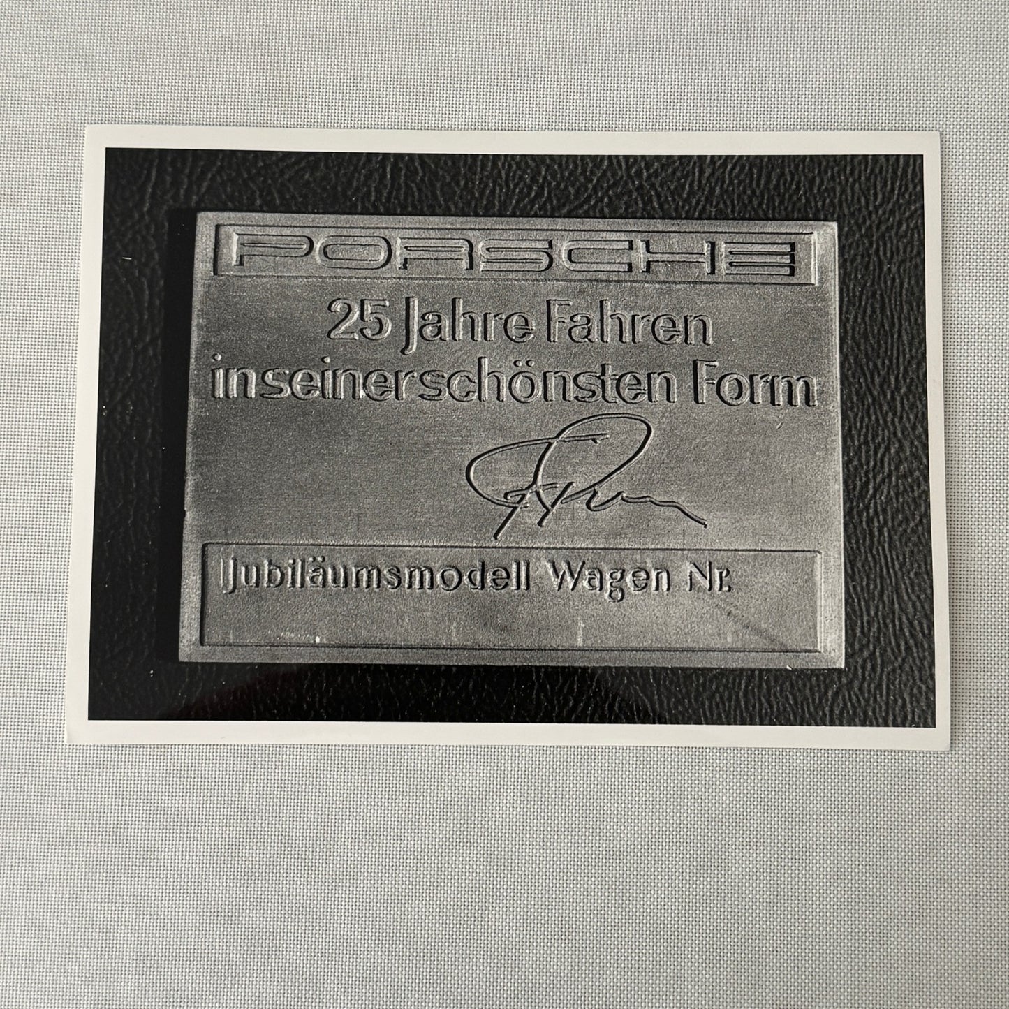 Porsche 25 Anniversary Plaque Badge Photo Photograph Print Factory Werkfoto