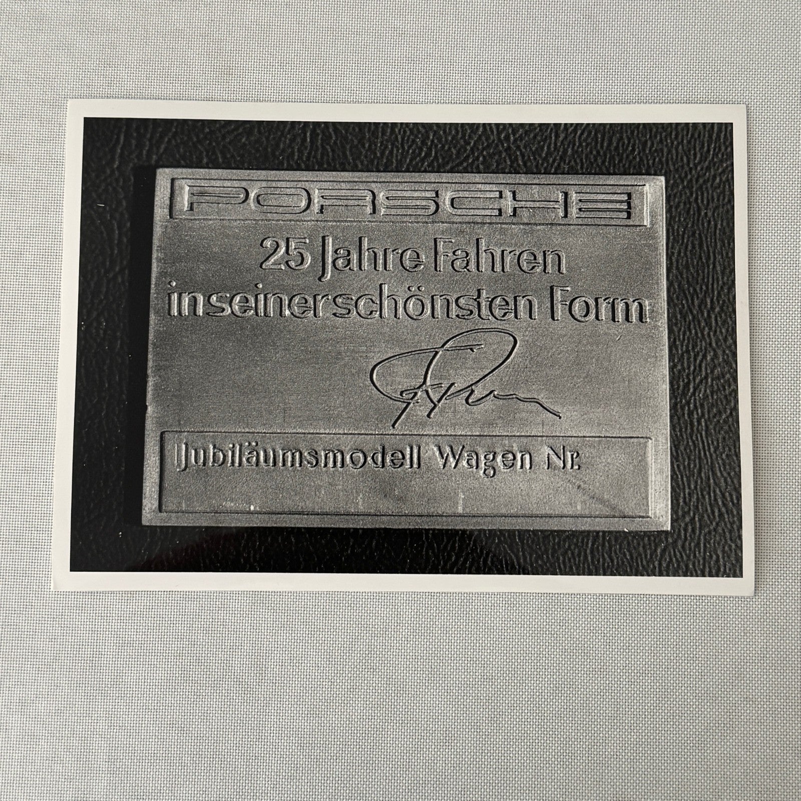 Porsche 25 Anniversary Plaque Badge Photo Photograph Print Factory Werkfoto