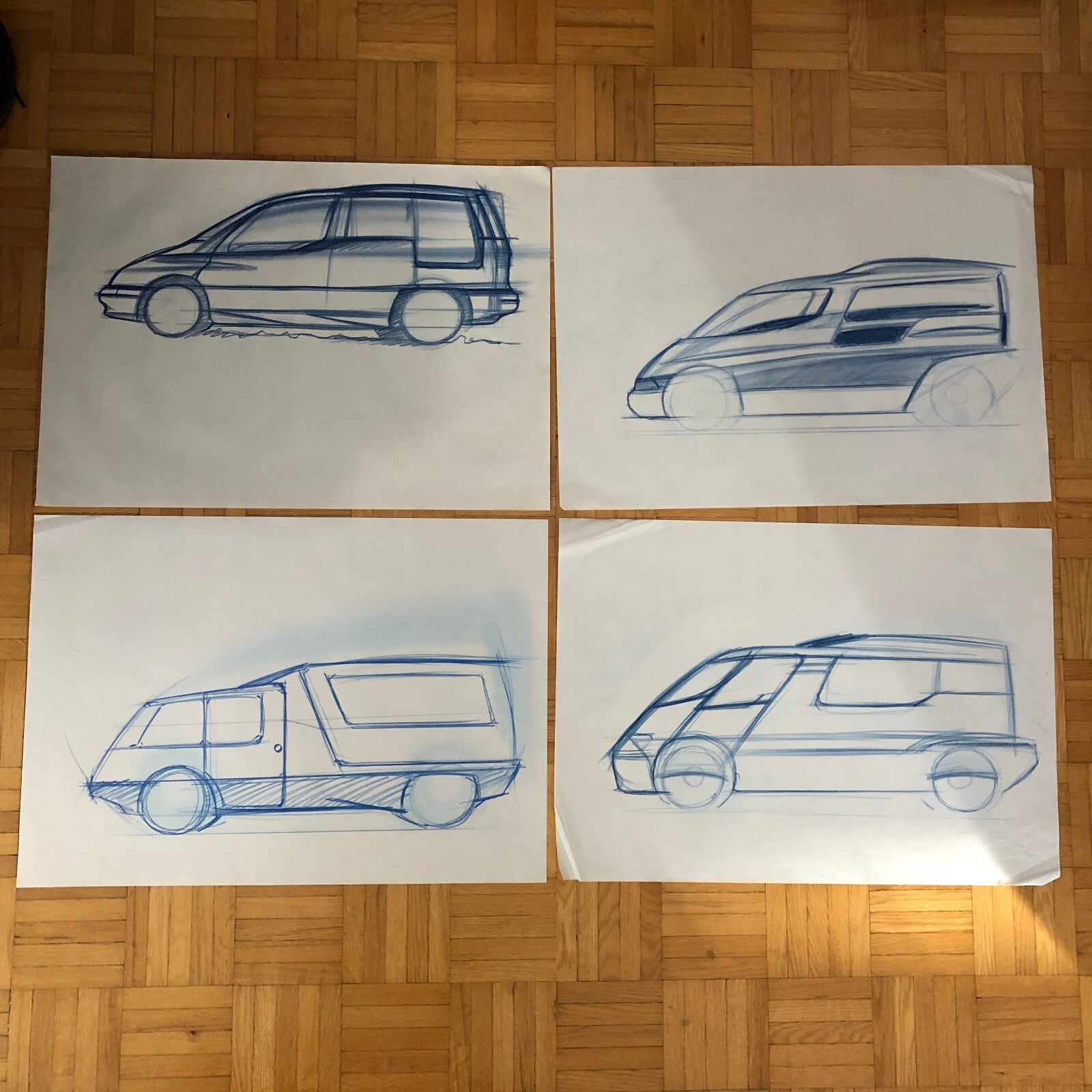 Car Styling Concept Illustration Art Drawing Sketch Vintage Lot 14x NOTTRODT Van