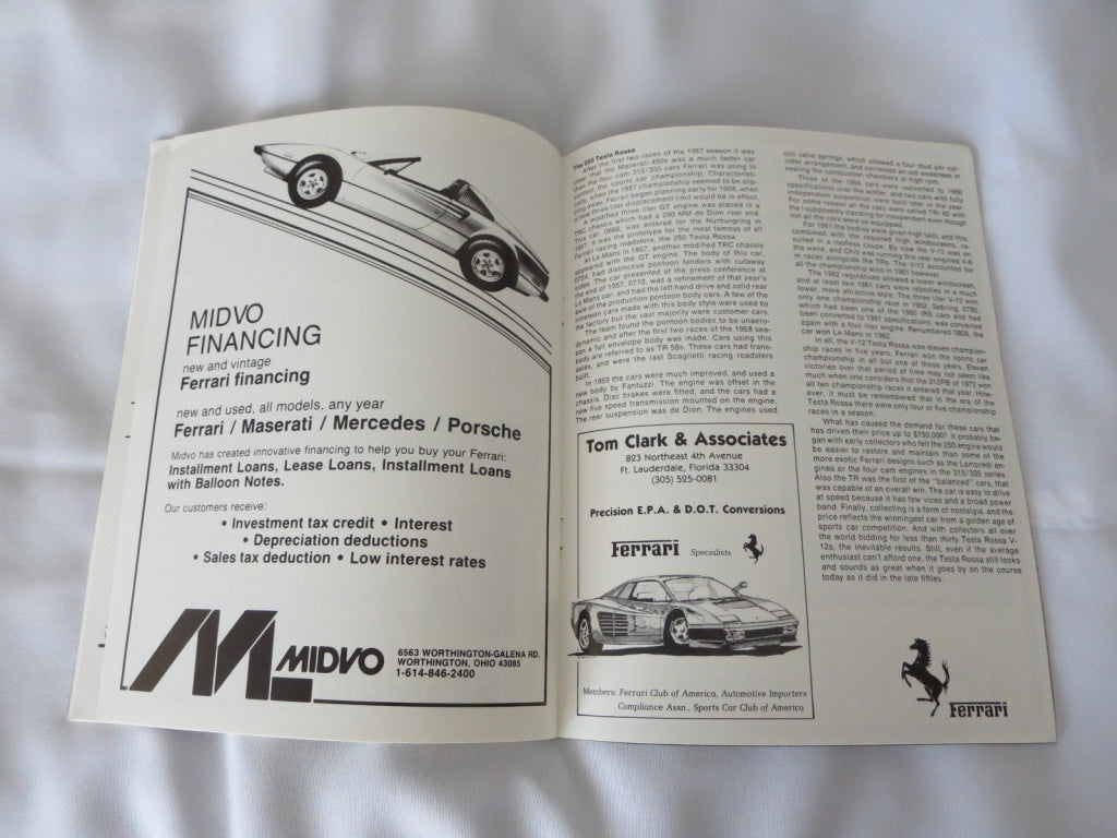 1986 Ferrari Club of America Annual Meet Program Book Magazine Testarossa +