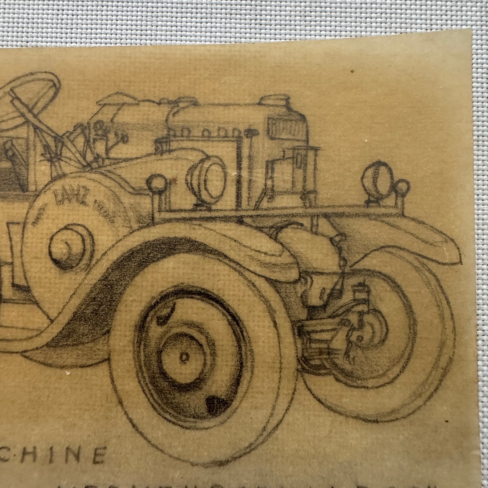 Lanz Bulldog Tractor Vintage Illustration Hand Drawn Drawing Sketch Art Germany