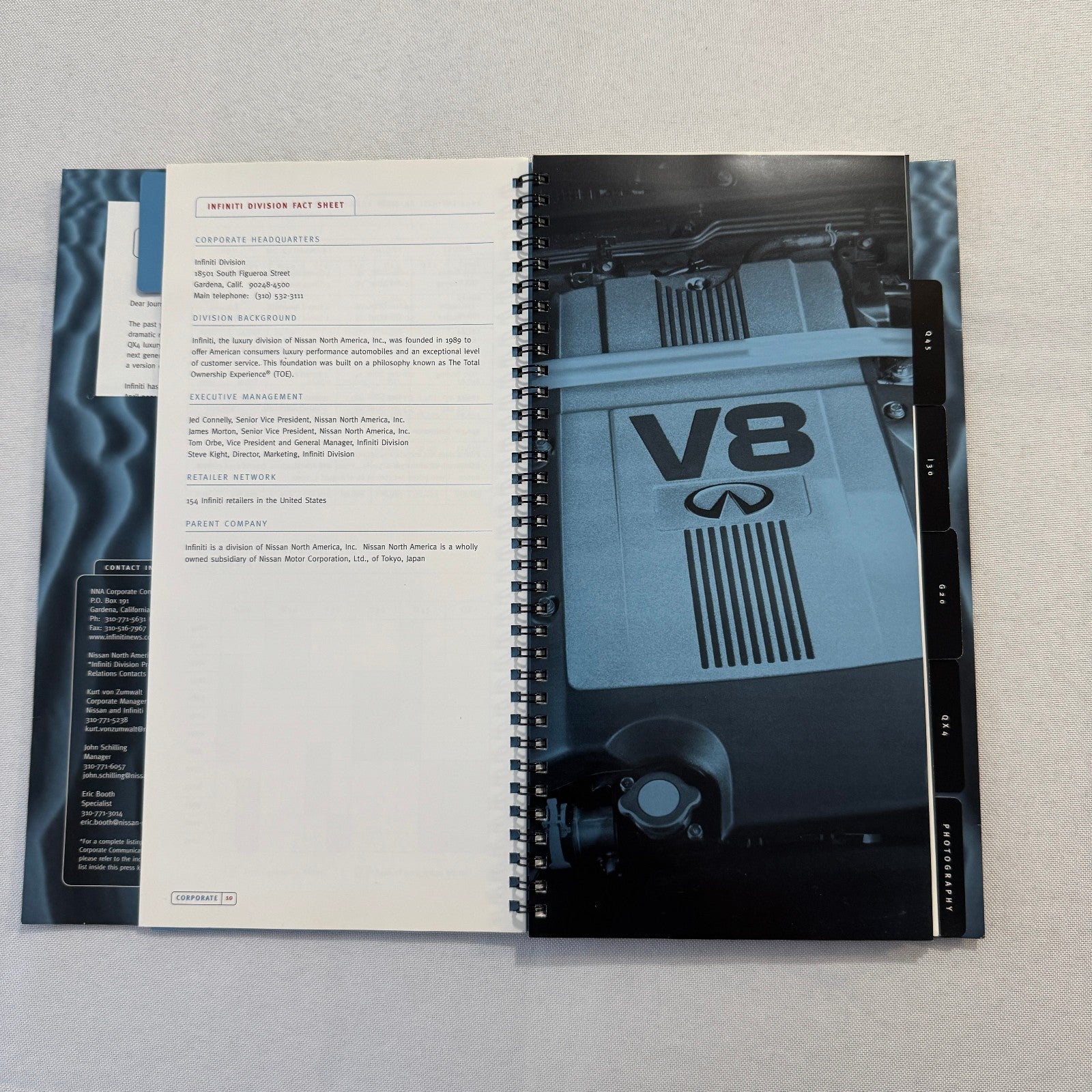 2001 Infiniti Car Press Kit Brochure Q45 I30 G20 QX4 Photo CD 35mm Slides