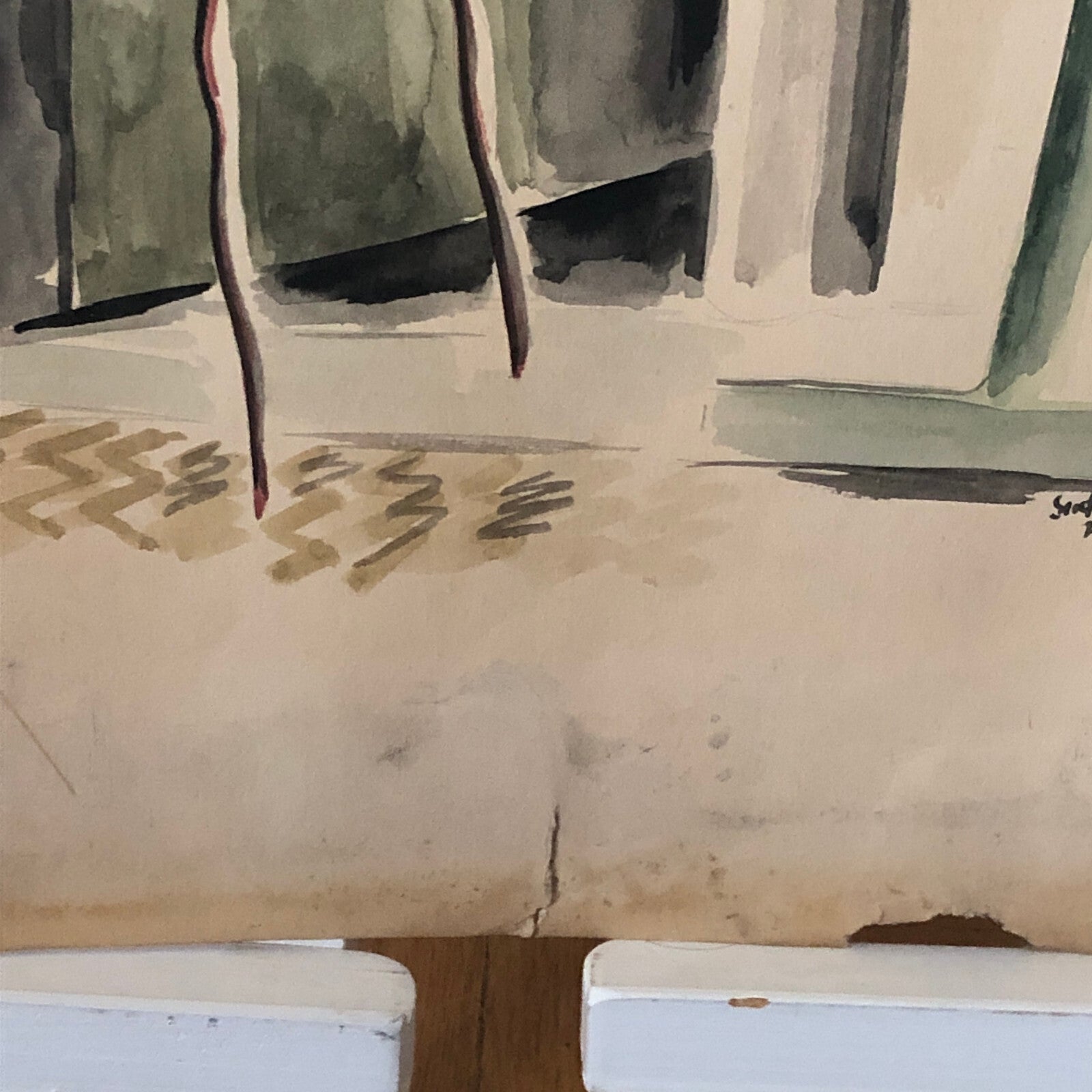 Vintage Painting Art Artwork Artist Arthur E Sudler Chair Fireplace Books