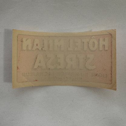 Vintage Travel Luggage Label Hotel Milan Stresa Ligne du Simplon Lac Majeur