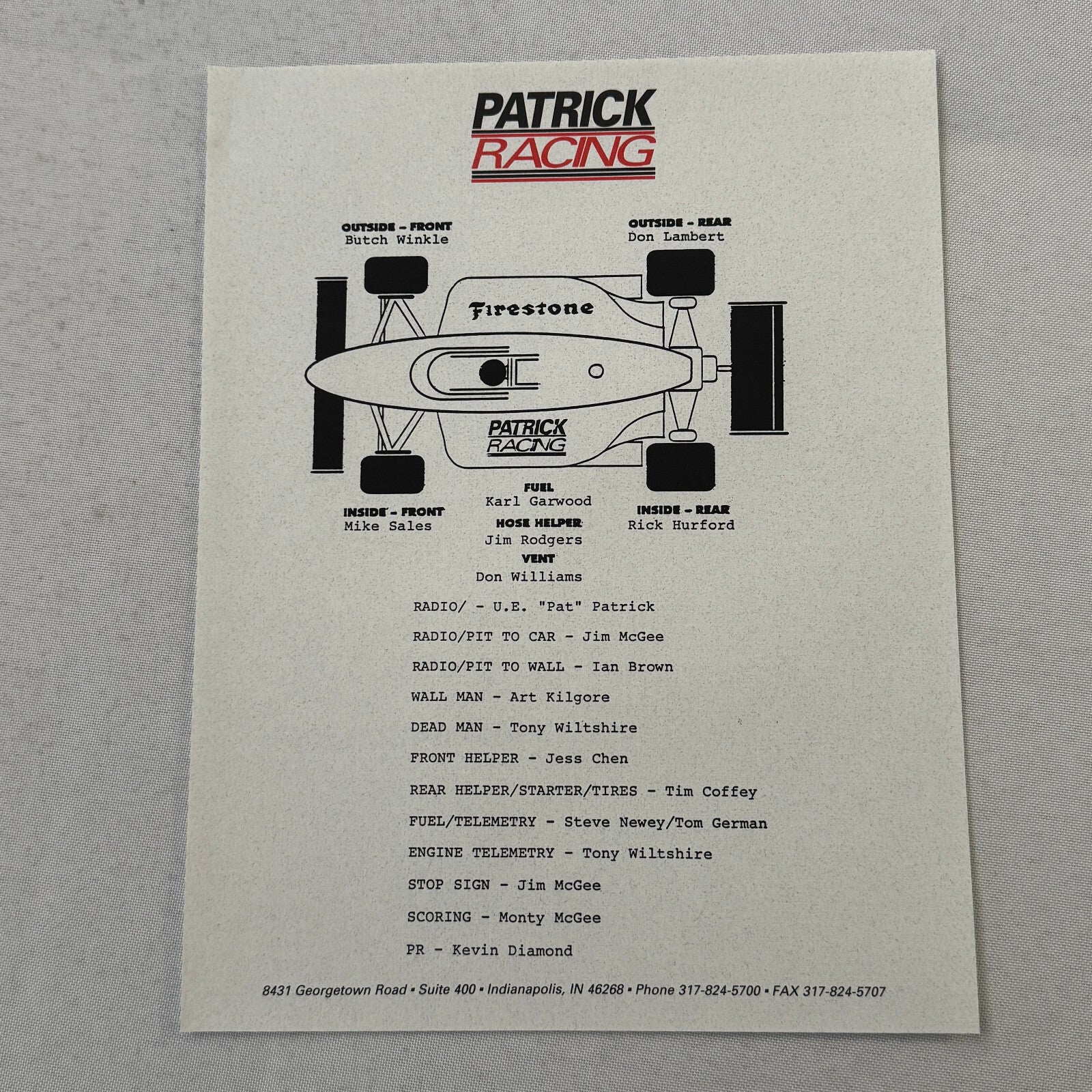 1996 Patrick Racing Press Kit Scott Pruitt IndyCar Vintage Brochure Photos