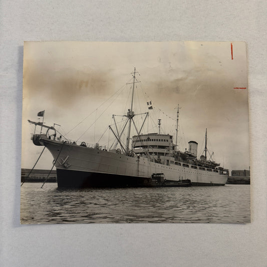 British Navy HM Monarch Telegraph Ship Boat Press Photo Photograph 1957