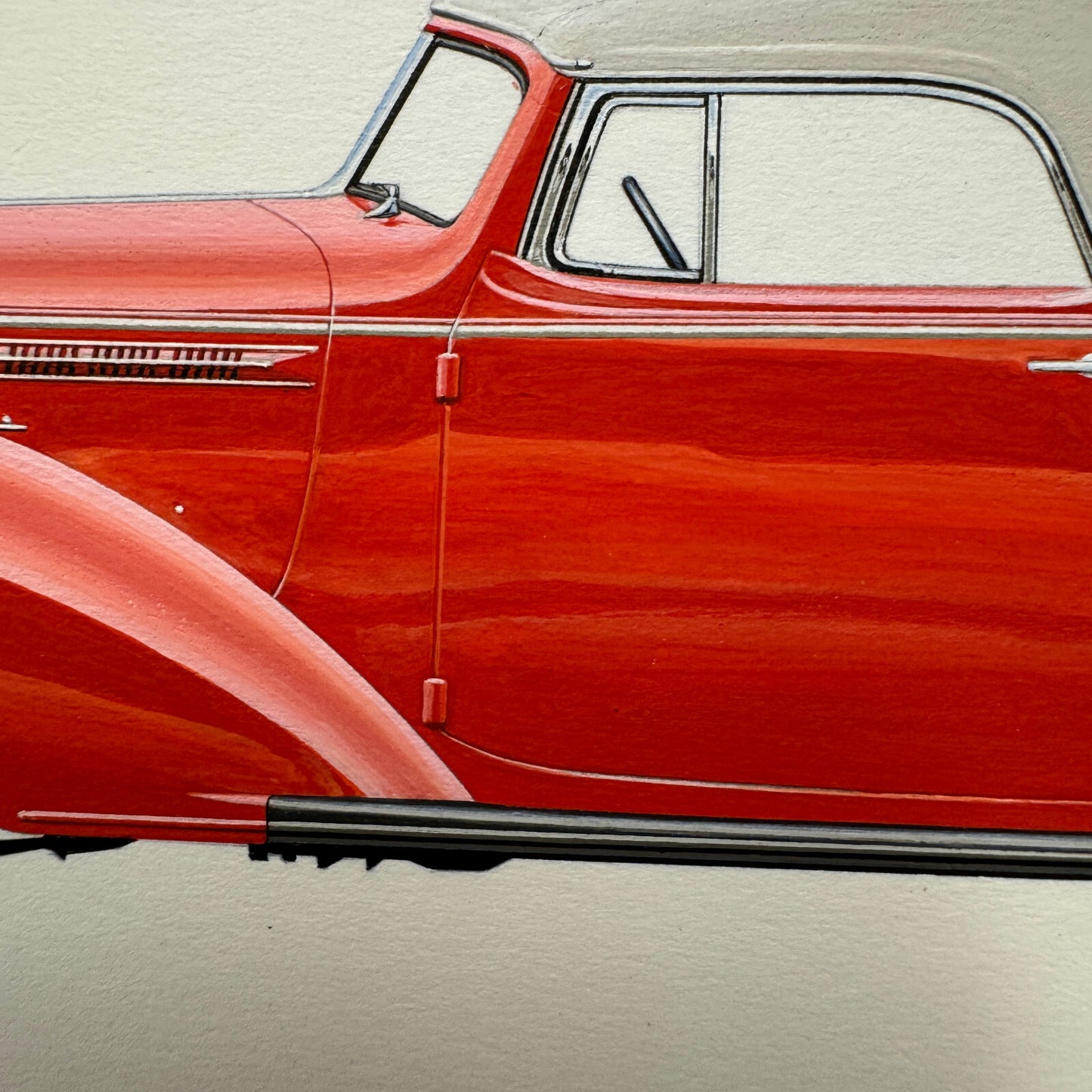 1937 Terraplane Super Convertible Automobile Illustration Art Drawing Hand Drawn