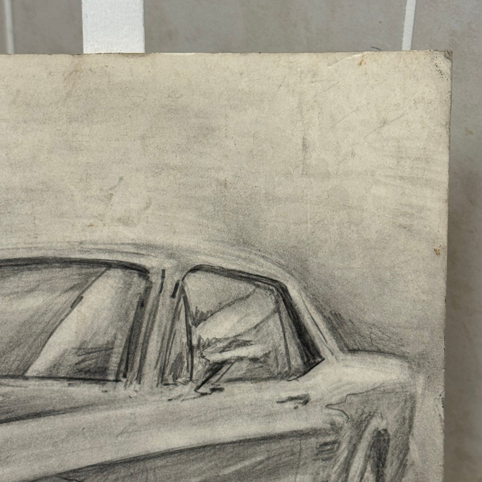 Ford Mustang Vintage Car Illustration Drawing Sketch Original Art Signed