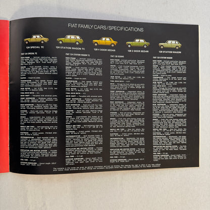 1974 Fiat Sports Car Sales Brochure Catalog 124 Sport Spider X1/9 X19 Sport L