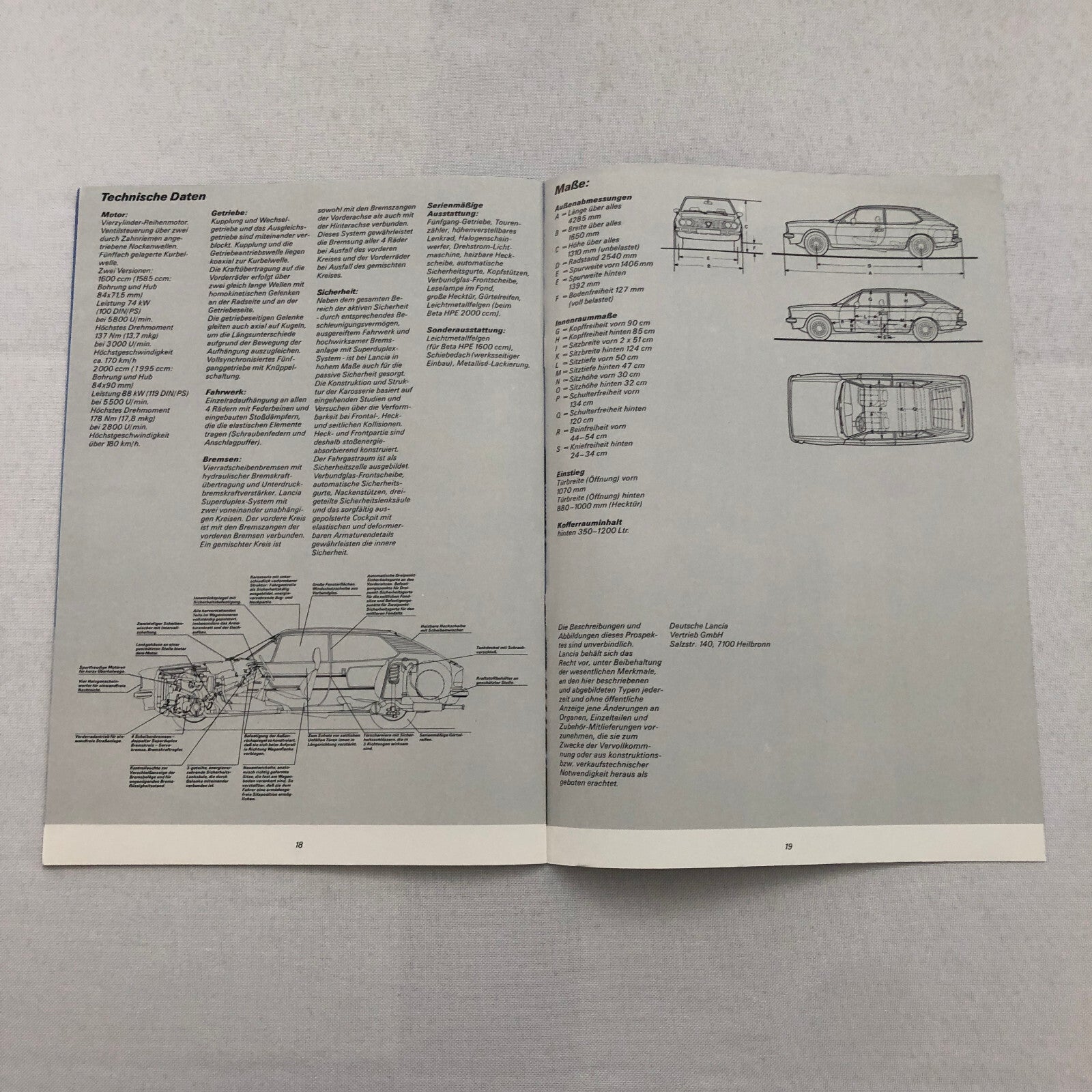 Lanica Beta HPE Car Sales Brochure Catalog Prospekt German Text European Market