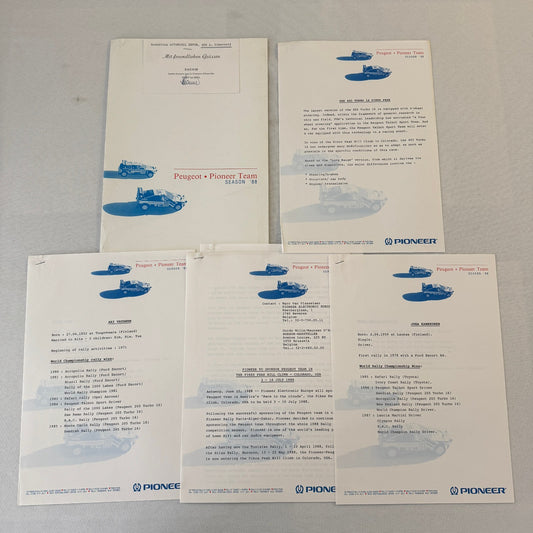 1988 Peugeot Pioneer Rally Racing Team Press Kit Pikes Peak Peugeot 405 Turbo