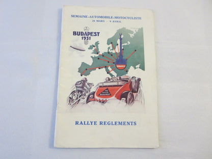 1931 KNAC Budapest Car & Motorcycle Rally Rallye Rules Book FRENCH Text