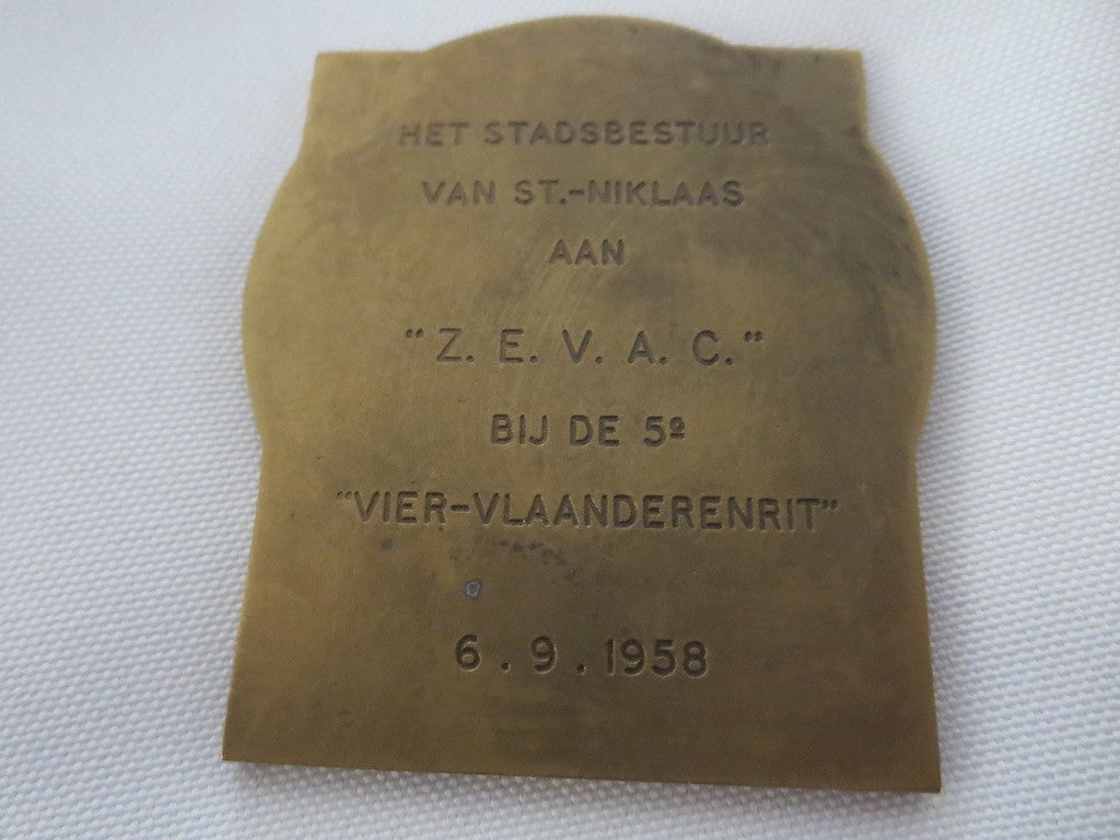 Vintage 1958 Dutch Car Club Rally Badge Emblem Vier Vlaanderenrit Four Flanders