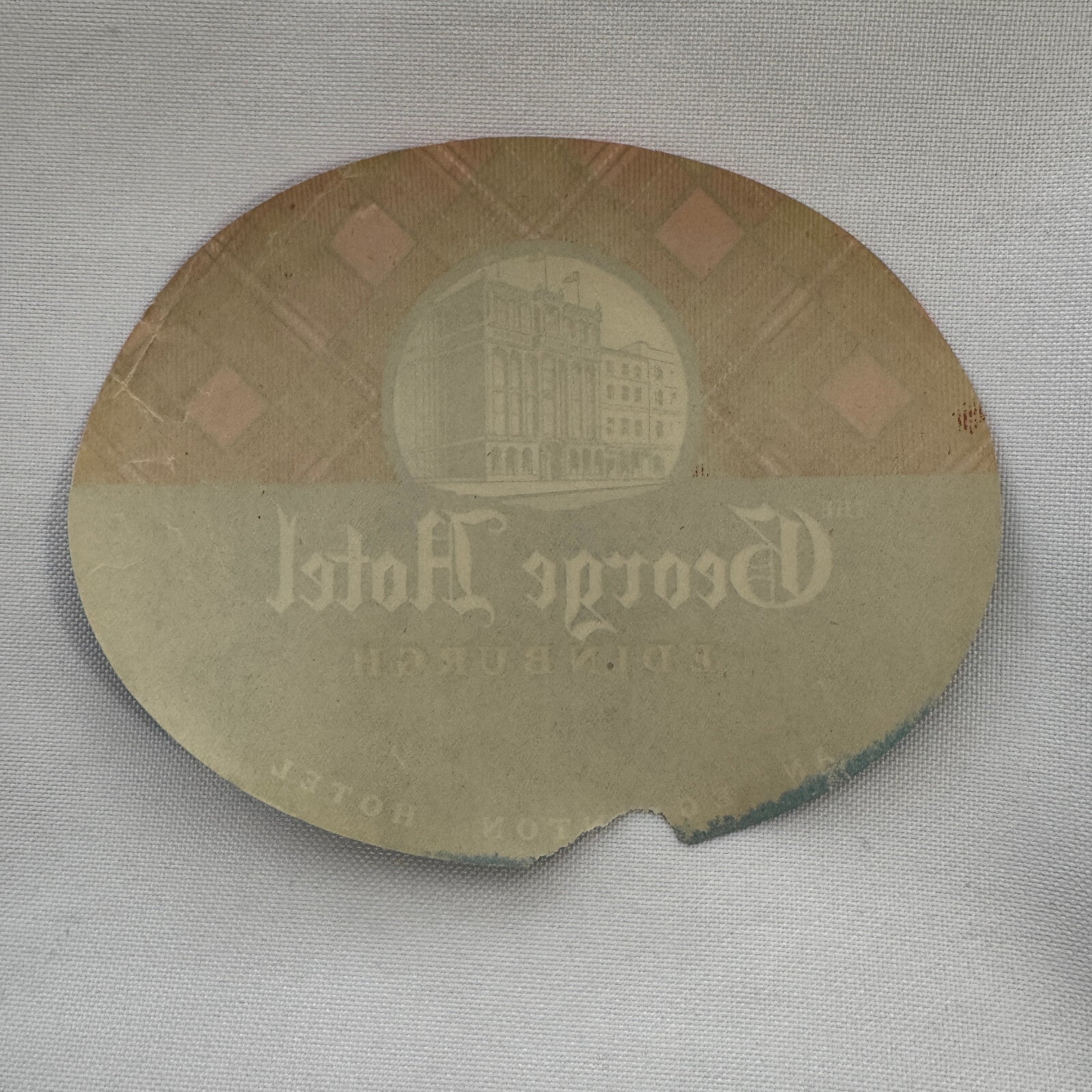 Vintage Travel Luggage Label The Geoge Hotel Edinburgh Scotland