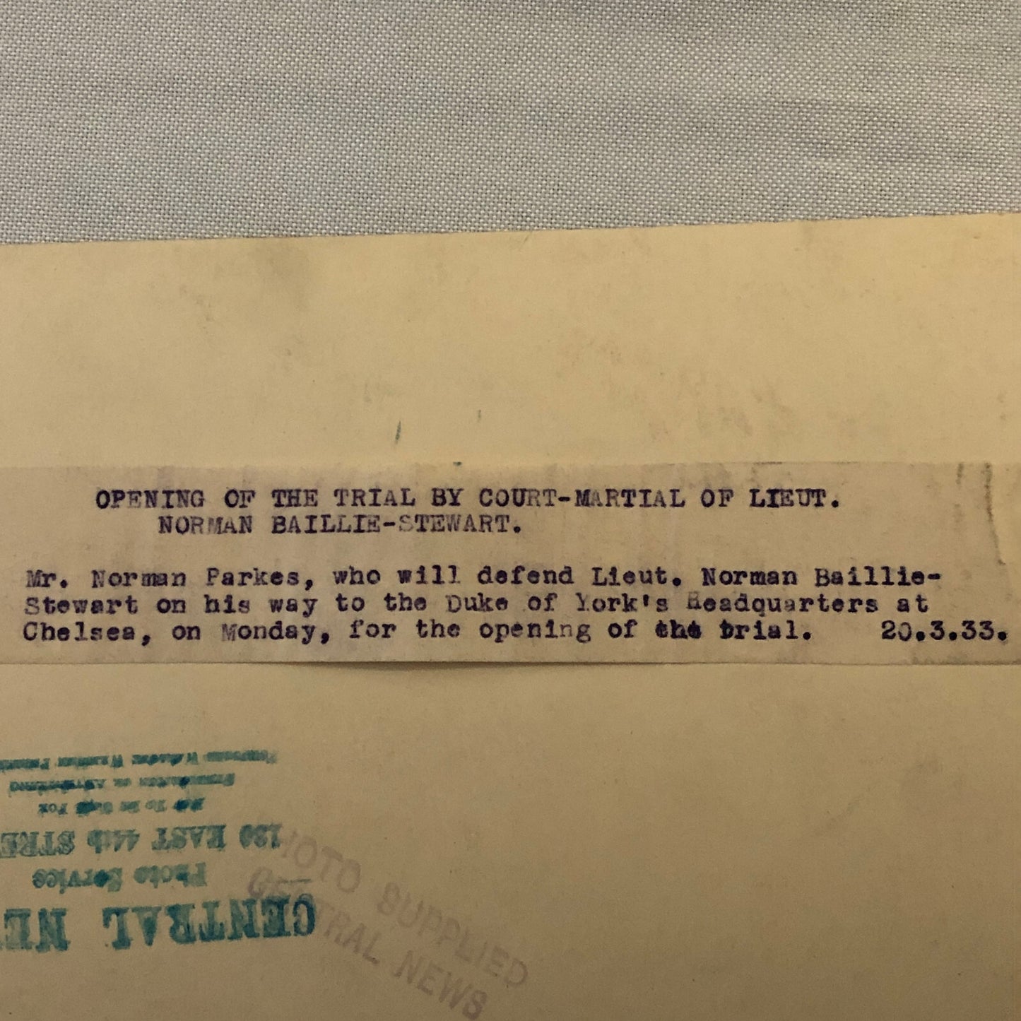 Vintage Press Photo Photograph  Military Trial Noman Baillie Stewart London