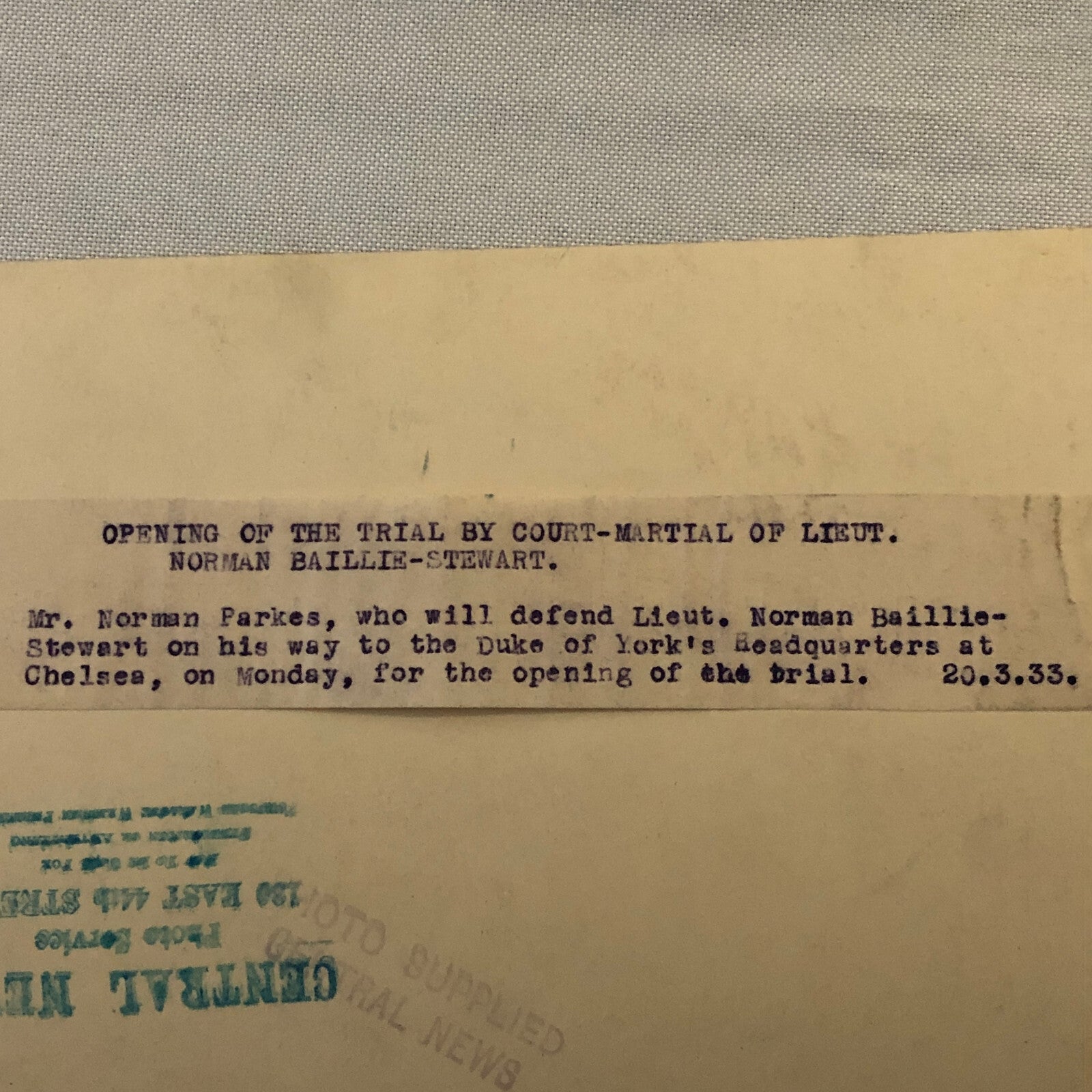 Vintage Press Photo Photograph  Military Trial Noman Baillie Stewart London