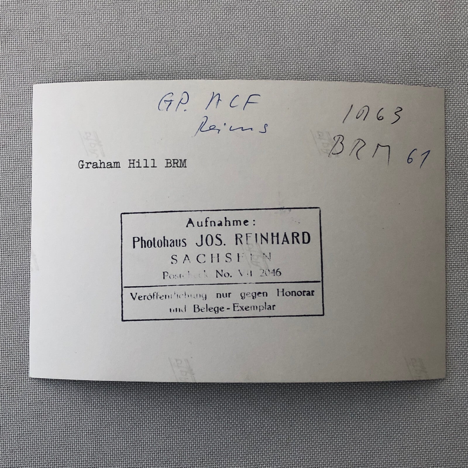 Vintage Racing Photo Photograph Graham Hill BRM Car 1963 Reims Grand Prix