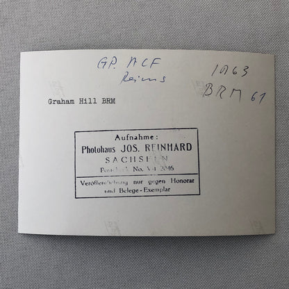 Vintage Racing Photo Photograph Graham Hill BRM Car 1963 Reims Grand Prix