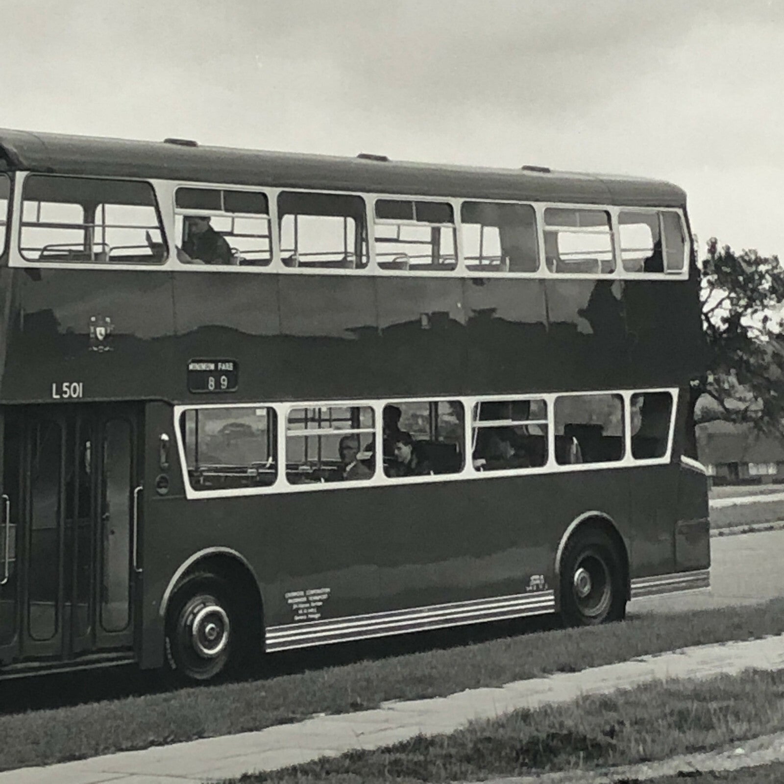 Vintage British Double Decker Bus Photo Transportation Photograph