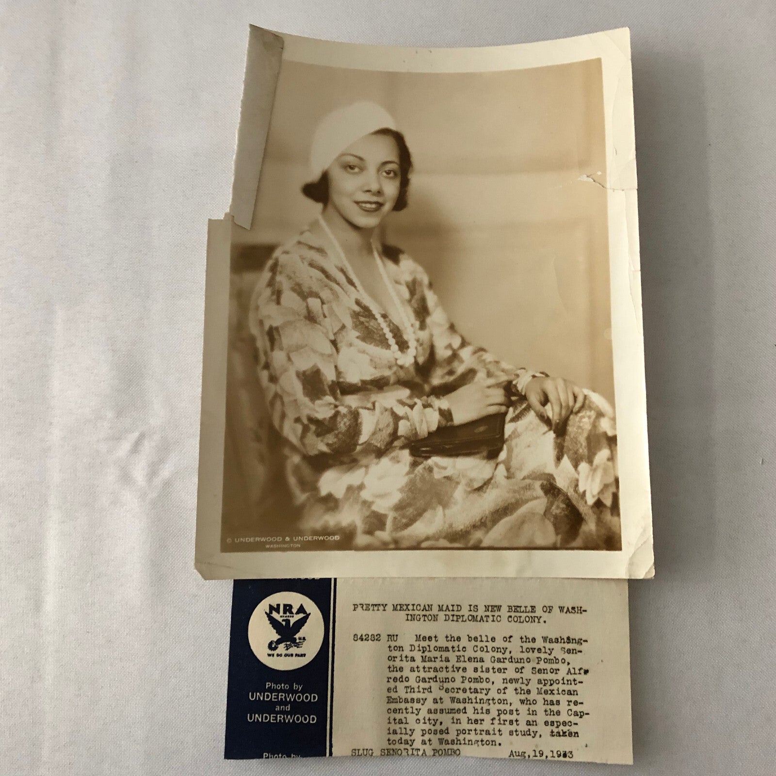 Vintage Press Photo Photograph Portrait Mexican Woman Sister of Diplomat 1933