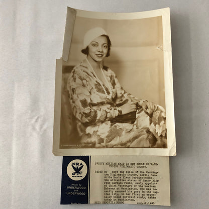 Vintage Press Photo Photograph Portrait Mexican Woman Sister of Diplomat 1933