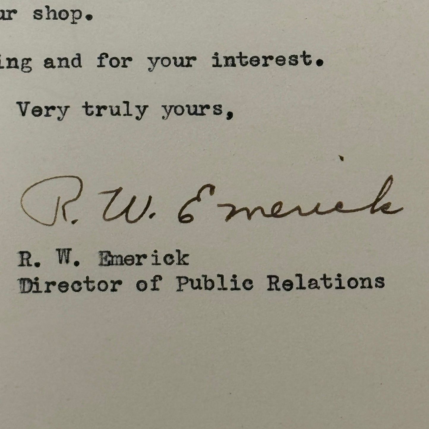 1954 Pontiac Letter Letterhead Vintage Document Signed Director Public Relations