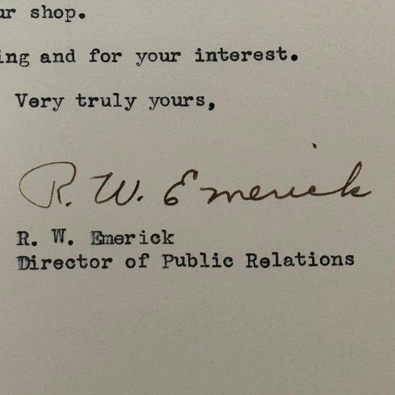 1954 Pontiac Letter Letterhead Vintage Document Signed Director Public Relations