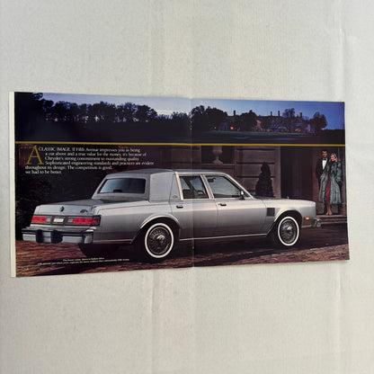 1986 Chrysler Fifth Avenue Car Sales Brochure Catalog Advertising