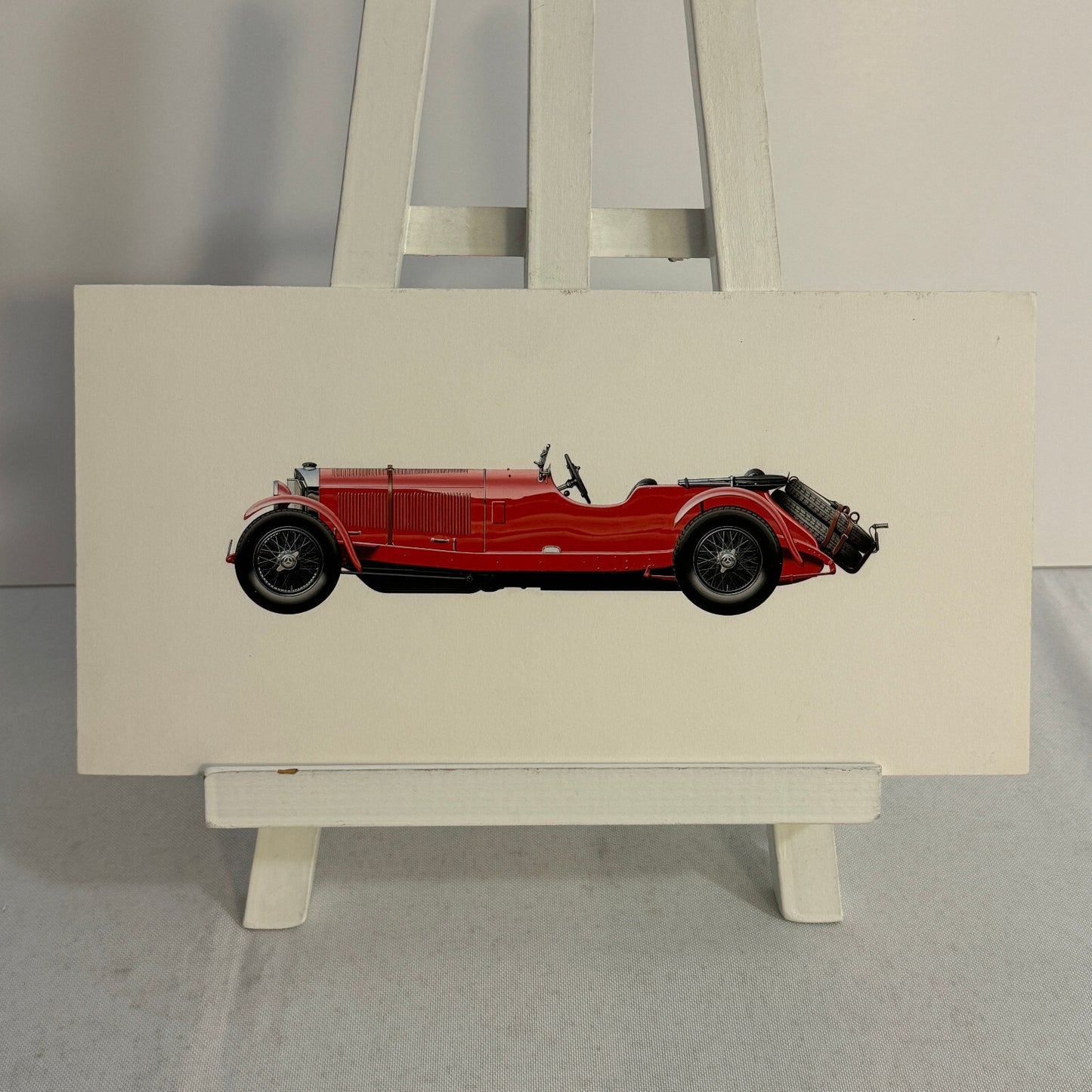 1928 Mercedes Benz SS Sport Versitzer Car Illustration Hand Drawn Art Vintage