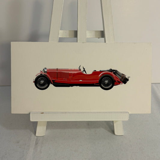 1928 Mercedes Benz SS Sport Versitzer Car Illustration Hand Drawn Art Vintage