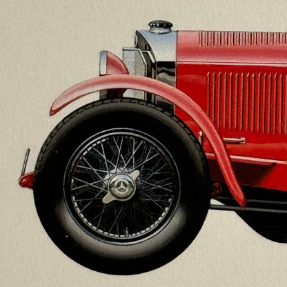 1928 Mercedes Benz SS Sport Versitzer Car Illustration Hand Drawn Art Vintage