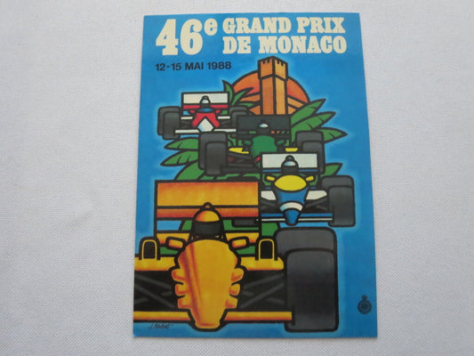 1988 Monaco Grand Prix Automobile Racing Car Postcard Post Card - Reproduction 