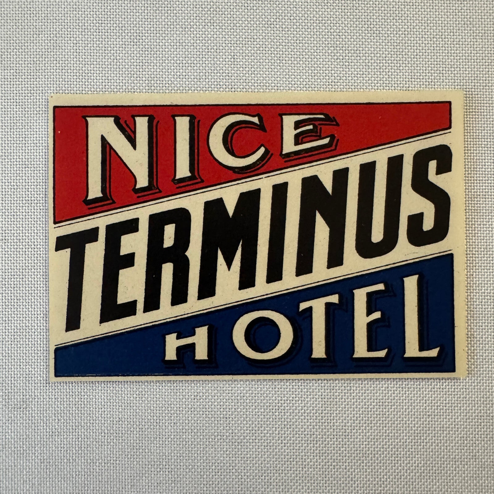 Vintage Hotel Travel Luggage Label Nice France Terminus Hotel