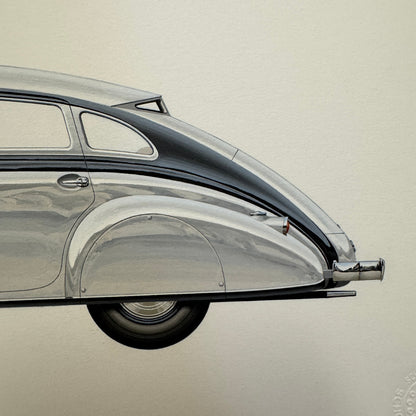 1933 Pierce Arrow Silver Arrow Car Illustration Art Drawing Hand Drawn