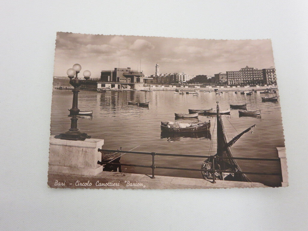1952 Grand Prix Bari Stamp on Circolo Canottieri Barion Photo Postcard Post Card