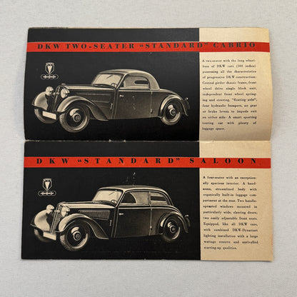 Auto Union DKW Car Sales Brochure Catalog Master Cabrio Saloon Delivery Van +