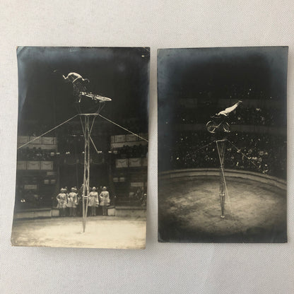 Circus Performer Bicycle Bike Balancing Act Photo Photograph Lot of 2 Vintage