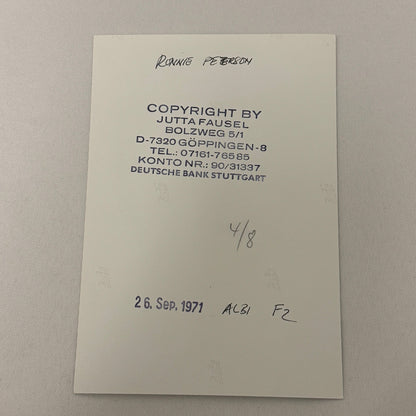 Vintage Racing Photo 1971 Albi F2 Race Ronnie Peterson Driver Motorsport