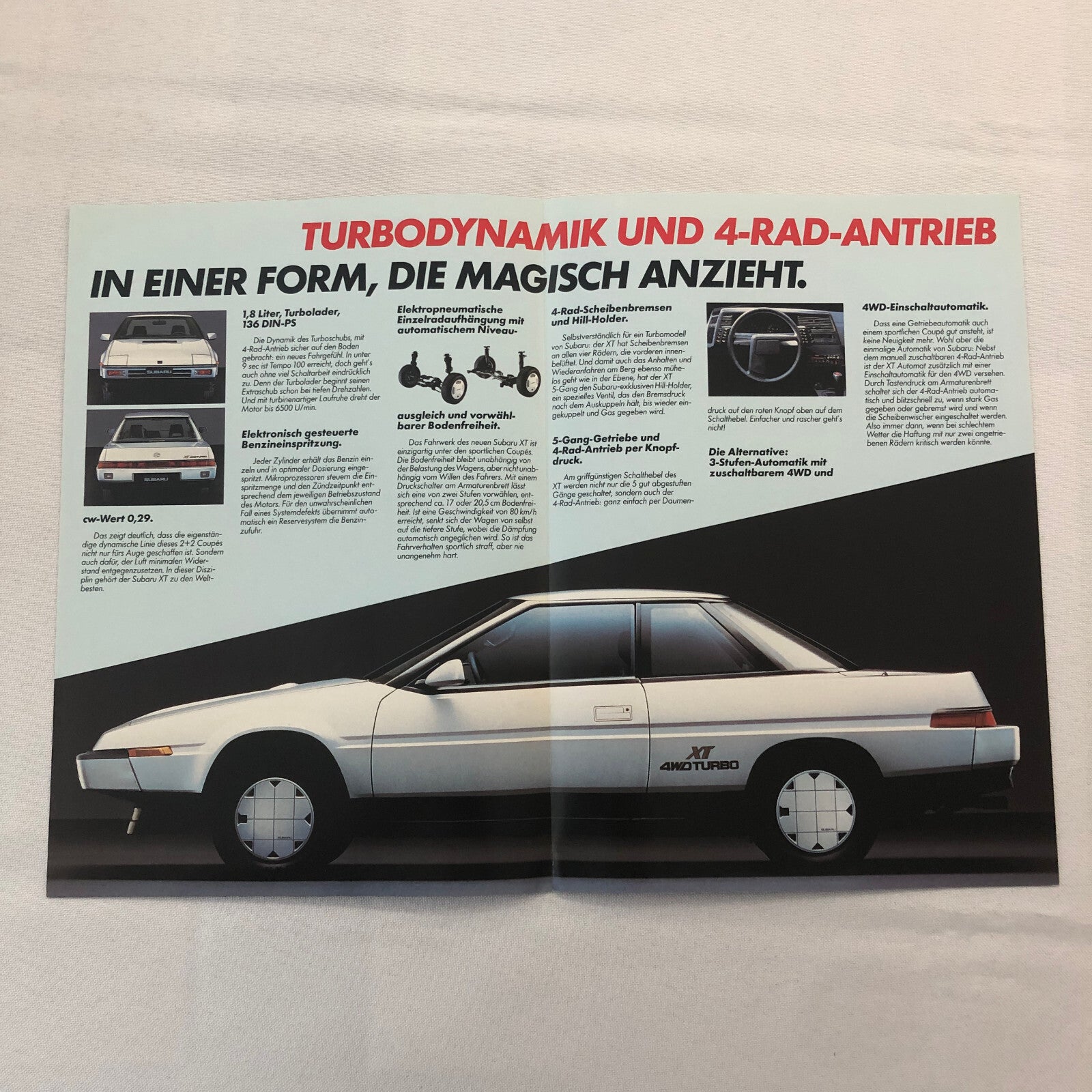 Subaru XT 4WD Turbo Car Sales Brochure Catalog Advertising GERMAN Text