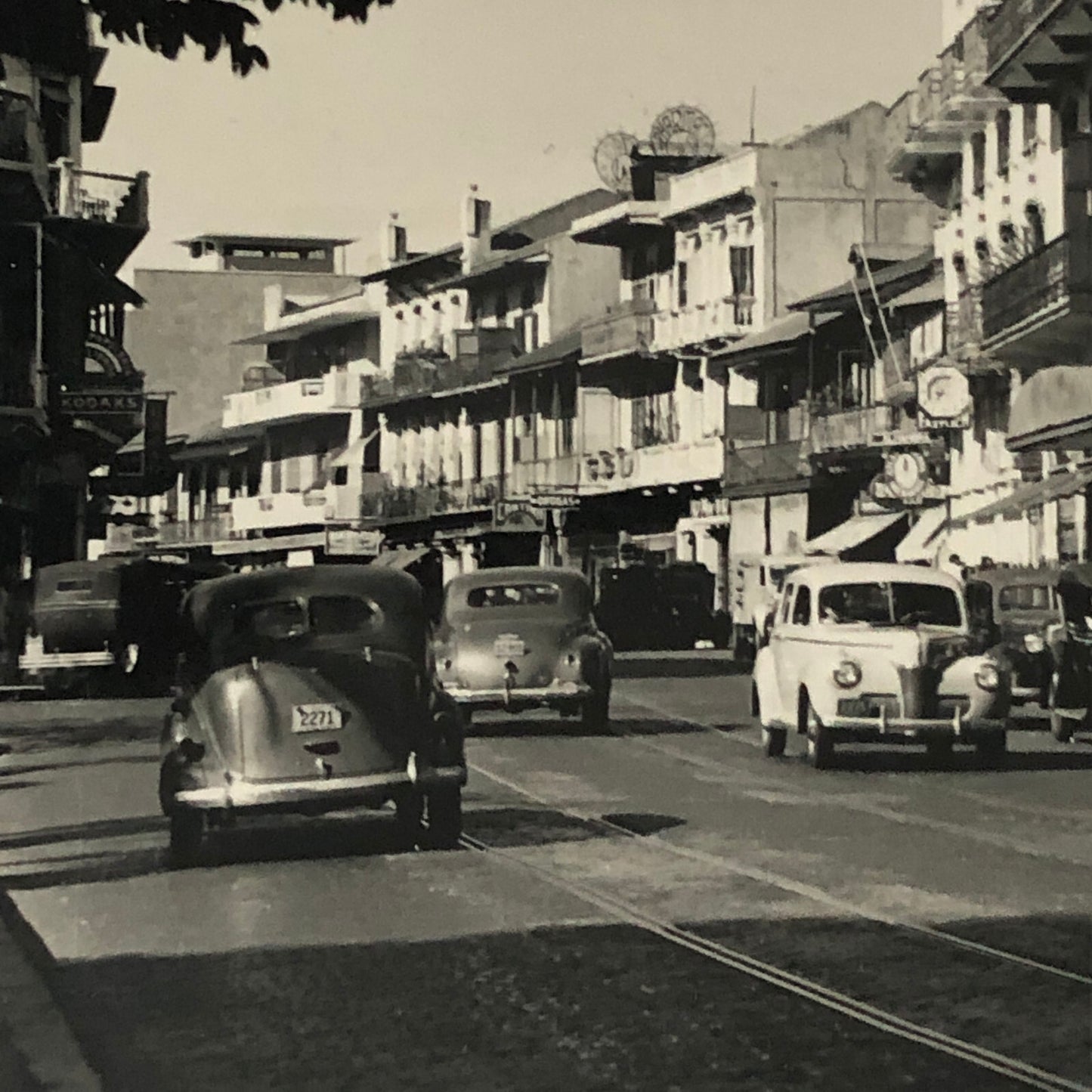 Vintage Street Scene Snapshot Photo Photograph Cars Automobile Club Building